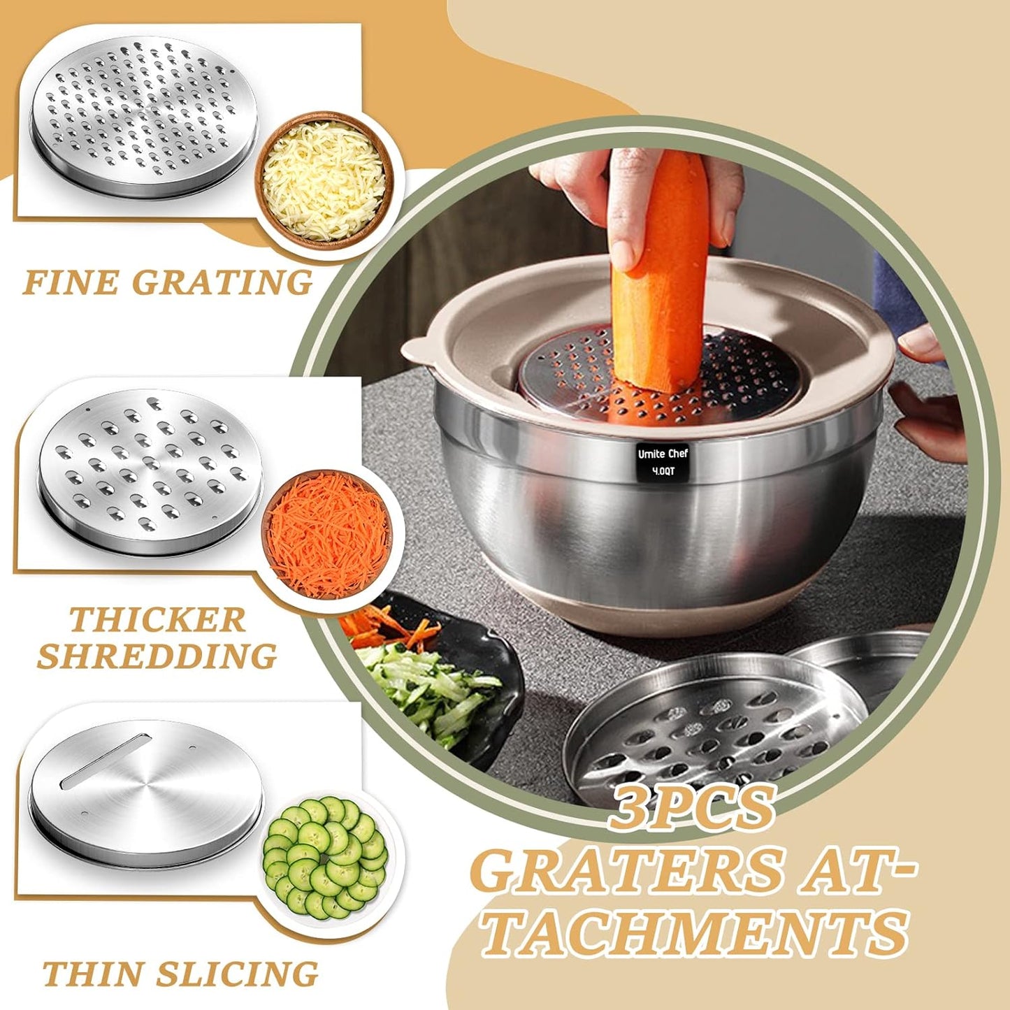 Umite Chef 26-Piece Stainless Steel Mixing Bowl Set