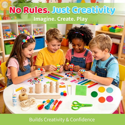 Kid Made Modern Arts and Craft Kit, Creative Essentials Craft Supply Library with Beads, Pom Poms, Pipe Cleaners, Sequins, Googly Eyes & More, DIY Art Kit for Kids Ages 8+