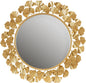 Martha Stewart Wall Décor Large Gingko Leaf Round Wall Mirror for Living Room, Iron Metal Plate Frame Antique Finish, Ready to Hang Bedroom Decoration, Eden, 30.5", Gold