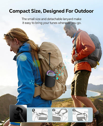 Portable Bluetooth Speaker, IPX5 Waterproof Outdoor Wireless Speaker with LED Lights, Bluetooth 5.3, 15W Sound, TWS Pairing & 15-Hour Battery