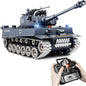 Supdex 1:18 RC Tiger I Military Tank, Alloy Metal Tracks & Wheels, 2.4GHz Remote Control Tank with Smoke, Sound & Lights, Rechargeable Toy Vehicle for Ages 8+, Grey