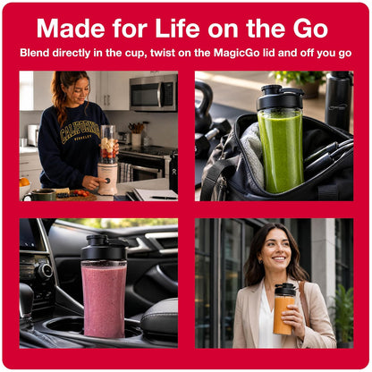 Koblenz MSKM-600 V Mix&Shake Personal Blender, Shakes 600W Portable Blender for Smoothies and Shakes, Pulse, BPA-Free To-Go Cup, Sealable Lid, Metal Coupling, Green, MSKM-600 V
