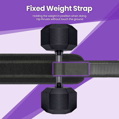 Balency Hip Thrust Belt for Dumbbells, Kettlebells & Weight Plates, Foldable Non-Slip Padded Glute Belt for Hip Thrusts, Squats & Home Gym Workouts, Black