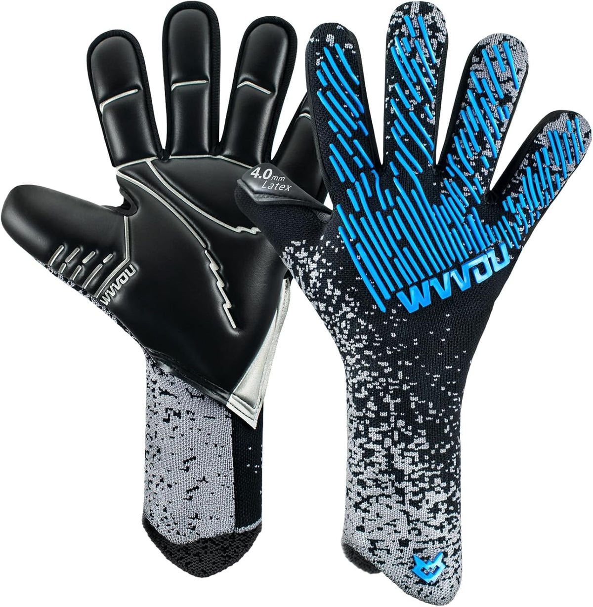 WVVOU Soccer Goalie Gloves for Youth & Adults, Size 9, 4+3mm Super Grip Latex Palm, Breathable Strapless Goalkeeper Gloves for Training & Matches, Black