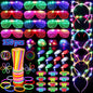 TSDATOWR 150-Piece Glow in the Dark Party Supplies for Kids & Adults, LED Glasses, Headbands, Rings & Glow Sticks with DIY Connectors, Neon Light-Up Party Kit