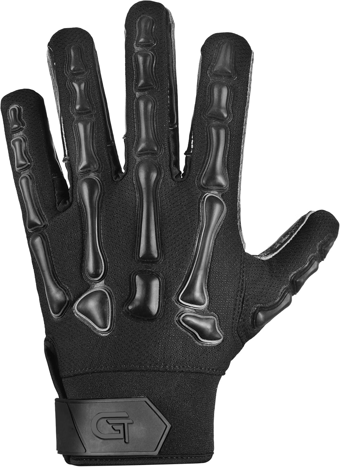 HyperionFlo Essentials Youth American Football Gloves, Wide Receiver Gloves with Tacky Silicone Grip Palm, Finger Protection, Youth Large, Matt Black