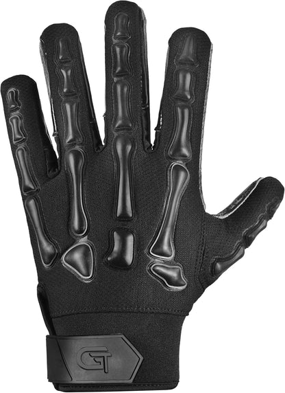 HyperionFlo Essentials Youth American Football Gloves, Wide Receiver Gloves with Tacky Silicone Grip Palm, Finger Protection, Youth Large, Matt Black