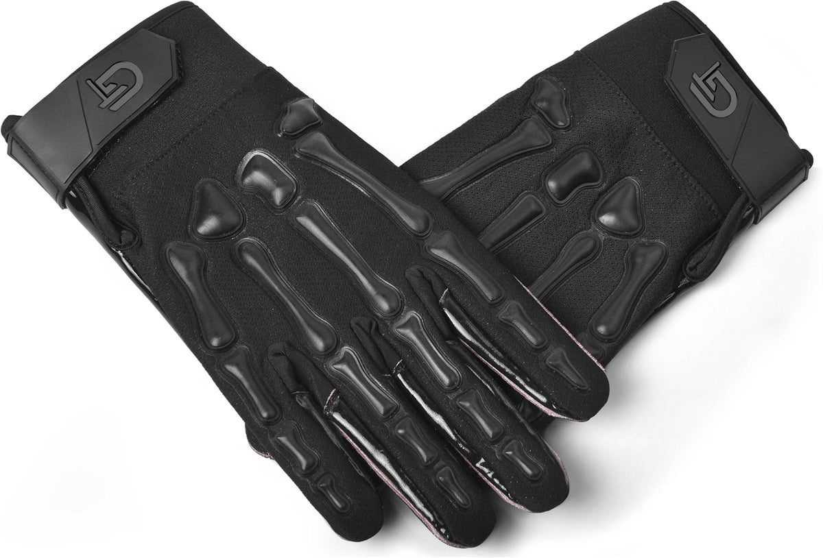 HyperionFlo Essentials Youth American Football Gloves, Wide Receiver Gloves with Tacky Silicone Grip Palm, Finger Protection, Youth Large, Matt Black