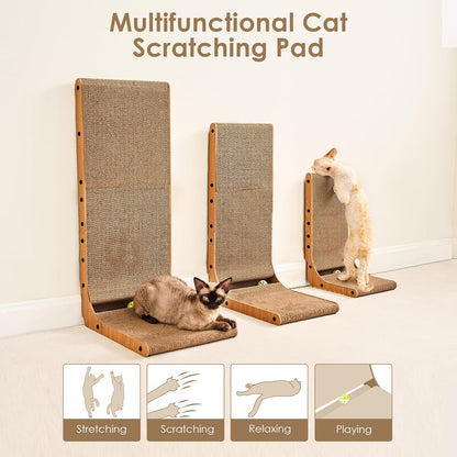 EHEYCIGA Cardboard Cat Scratcher for Indoor Cats, 26.8 Inch L-Shaped Cat Scratching Board, Brown