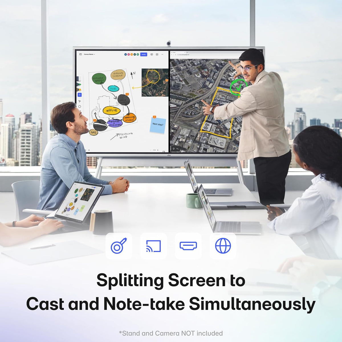 Vibe S1 55-Inch Smart Board | 4K UHD Interactive Touchscreen Display with 250+ Apps, Cloud Whiteboard, Wi-Fi 6 & Bluetooth 5.2 for Office, Classroom & Conference Room