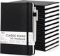 Feela 12 Pack Notebooks Journals Bulk with 12 Black Pens, A5 Hardcover Ruled Journal Set with Pen Holder, 120 GSM, 5.1” x 8.3”, Black