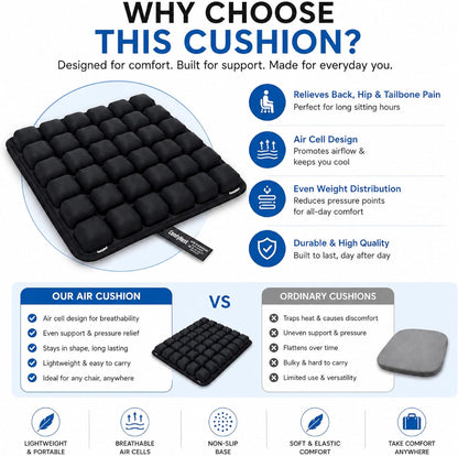 HyperionFlo Essentials Inflatable Air Cell Seat Cushion for Travel