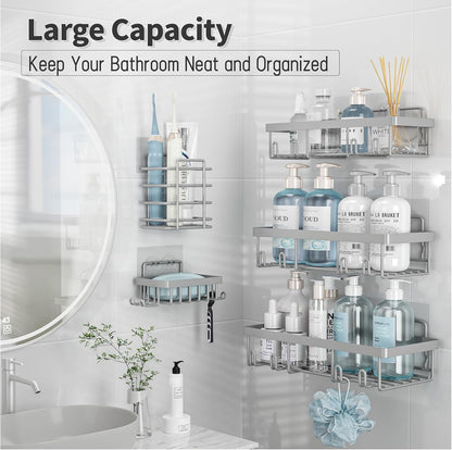 Liuoud 5 Pack Shower Caddy for Inside Shower, Grey Bathroom Storage Decor