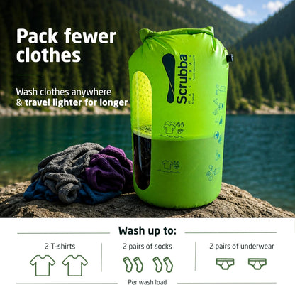Scrubba Wash Bag Portable Travel Clothes Washer | Patented Washboard-in-a-Bag with Internal Washboard, 5KG Capacity & No Electricity
