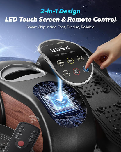 MERACH Under Desk Elliptical, Leg Exerciser While Sitting for Seniors Quiet Portable Electric Seated Pedal Exerciser Machine with Remote Control & 12-Speeds for Home Office