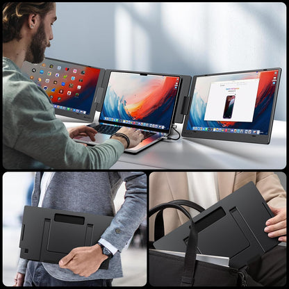 KYY Extensor de pantalla para laptop de 15.6", Monitor portátil FHD IPS de 1080P, un solo cable USB-C, triple monitor, pantalla dual de viaje para laptops de 12"-17", rotación de 360° y soporte, X90D (Requiere controlador)