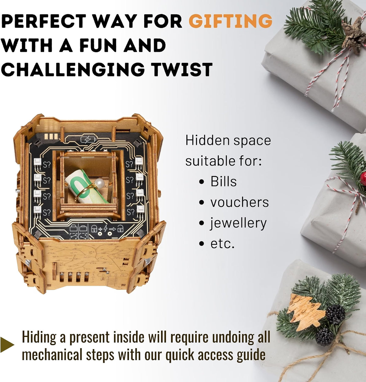 PUZZLE POTATO Tesla Box, Self-Powered Electronic Wooden Puzzle Box, 5/5 Difficulty Escape Room Brain Teaser with 256 Parts & 38 Magnets, Resettable Puzzle for Adults 14+