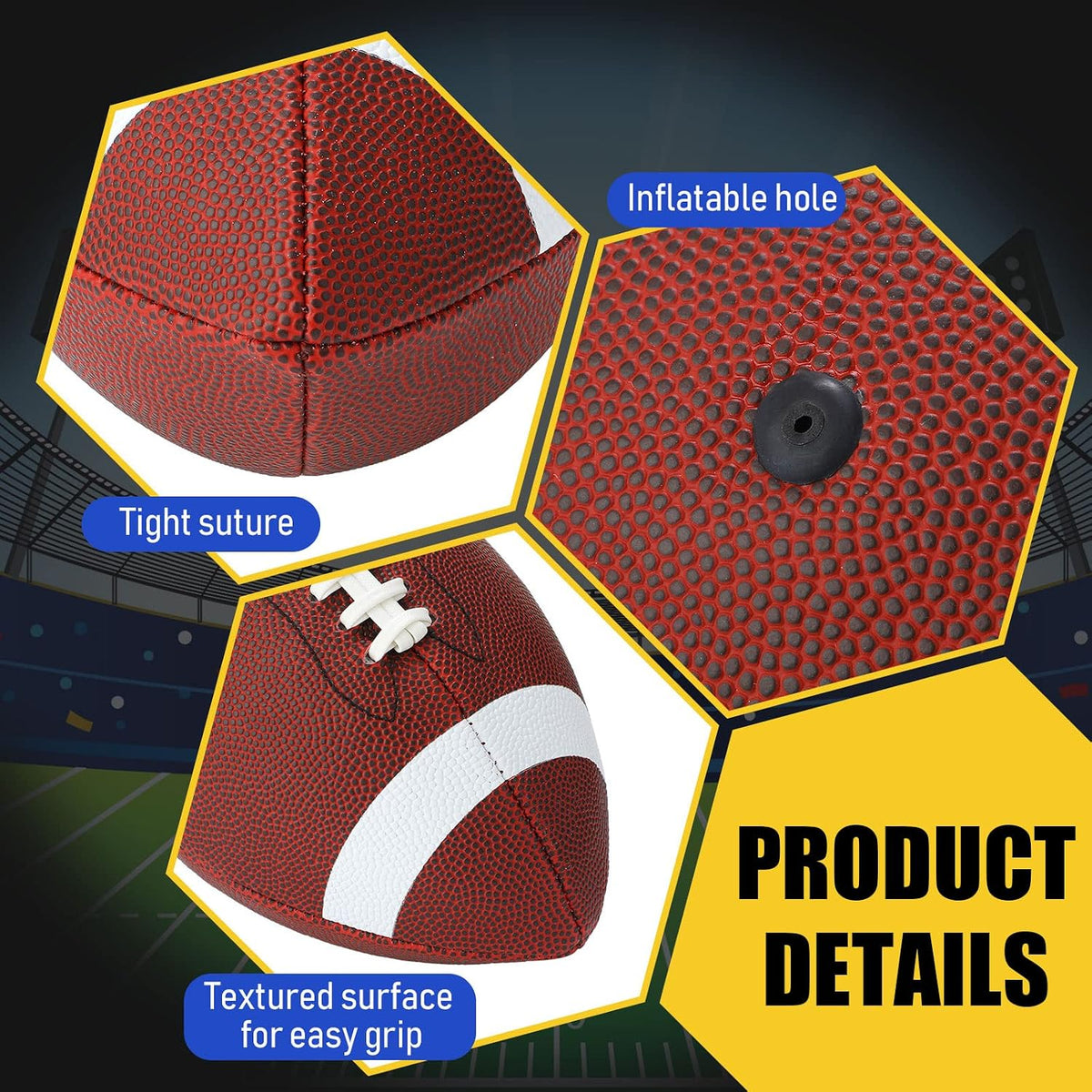 Jerify 4-Piece Sports Ball Set, Soccer Ball, Football, Basketball & Volleyball with Pump, Needle, Extension Tube & Carrying Bag, Official Size for Youth & Family Indoor Outdoor Play