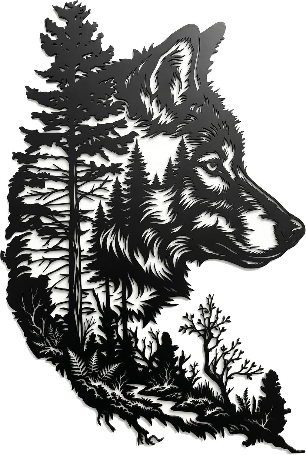LPRVCH Wolf Metal Wall Art, Rustic Wolf Wall Decor, Black, 16.1 x 11 Inch