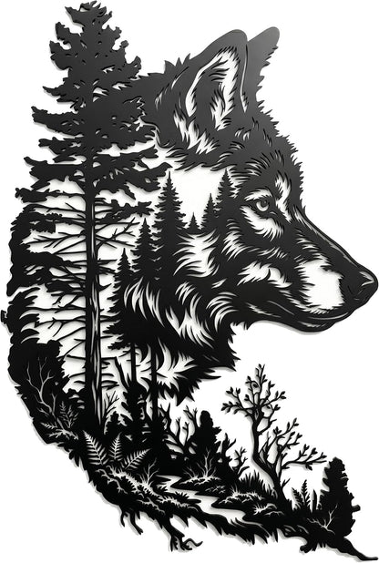 LPRVCH Wolf Metal Wall Art, Rustic Wolf Wall Decor, Black, 16.1 x 11 Inch