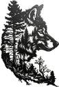 LPRVCH Wolf Metal Wall Art, Rustic Wolf Wall Decor, Black, 16.1 x 11 Inch