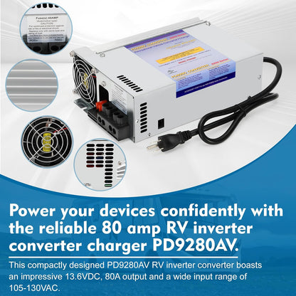PD9280AV 80Amp RV Inverter Converter Charger, Intelligent Rv Converter/Charger for Lead Acid Battery, Compatible with PD9280AV and PD9200 Series Power Converter/Charger for RV Camper Caravans