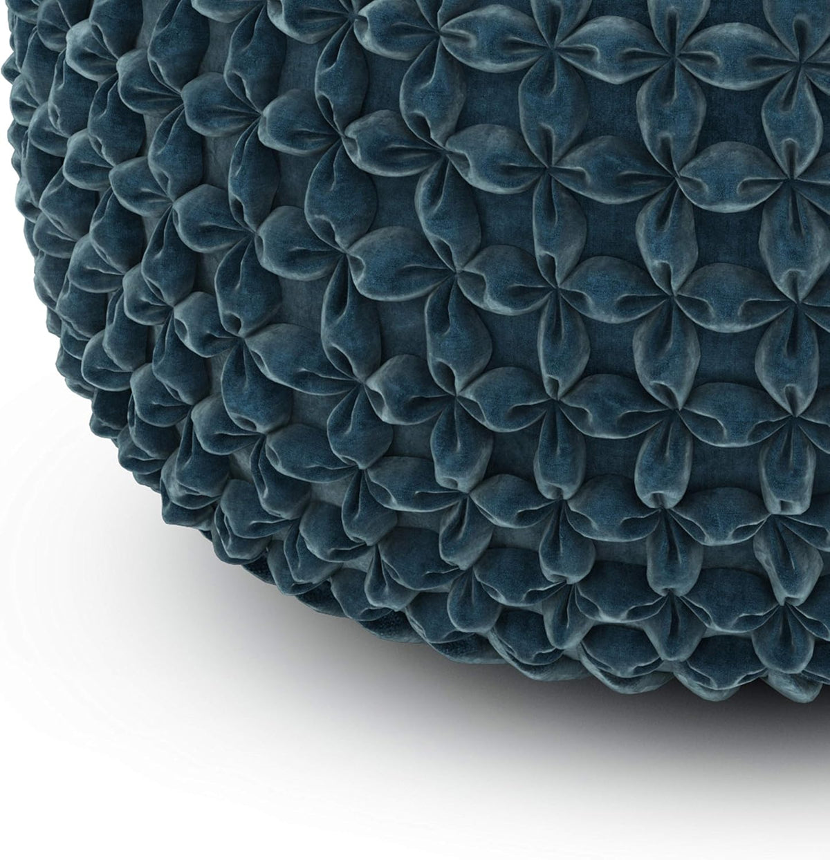 SIMPLIHOME Renee 20" Wide Round Pouf in Teal Velvet