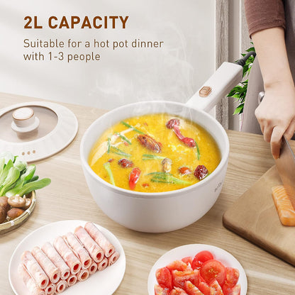 Bear 2L Electric Hot Pot Nonstick Cooker 1000W, White