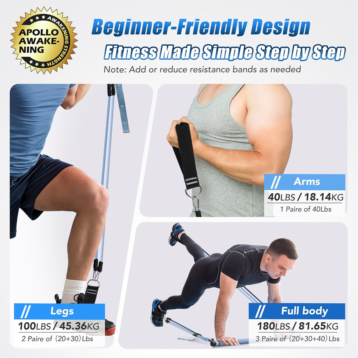 ALongSong Upgraded Pilates Bar Kit with 6 Resistance Bands, 20–180 lbs Adjustable Resistance, Stainless Steel Pilates Bar for Home Gym, Yoga, Strength Training & Full-Body Workouts, Muted Blue