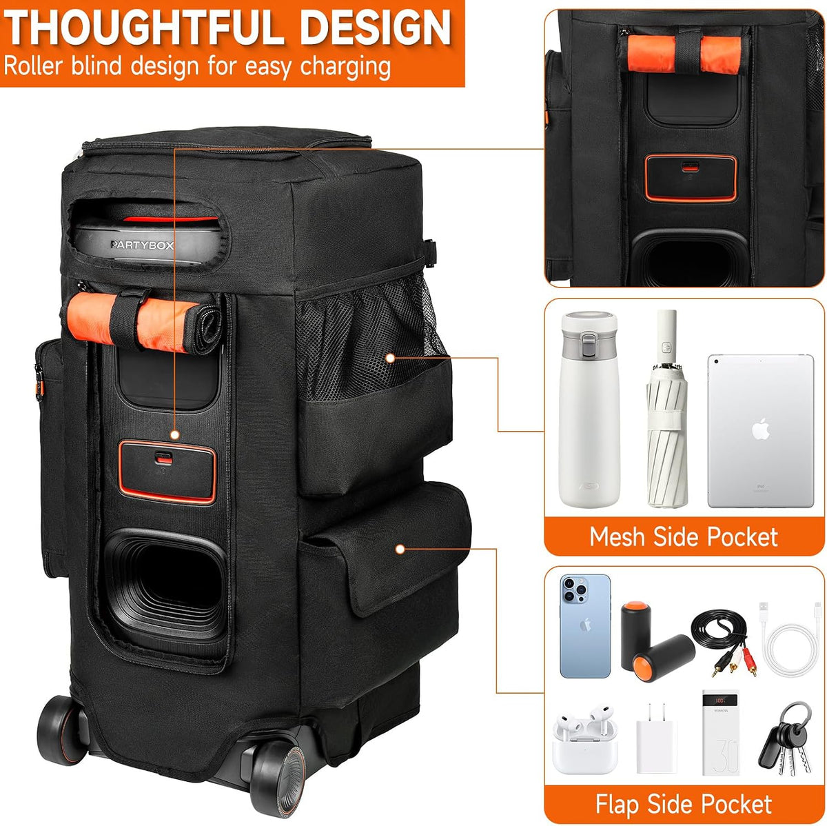 LEFOR·Z Speaker Case Compatible with JBL PartyBox 320/310,Bottomless Cover Portable Speaker Dust Cover Storage Bag Fits for JBL Party Box 320 for Outdoor Travel,Cover Only(Without Wheels and Pull Rod)