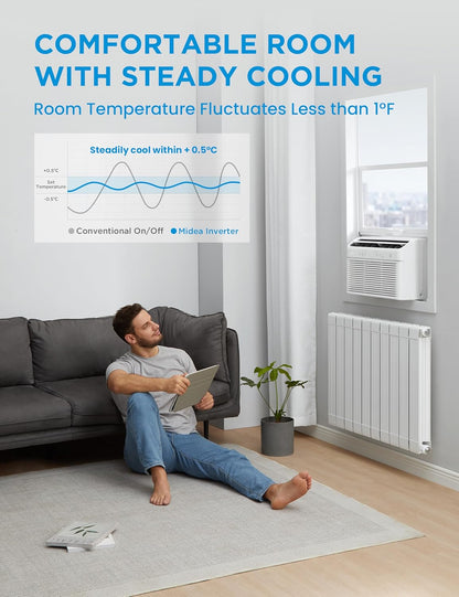 Midea 12,000 BTU Window Air Conditioner with Heat, 550 Sq Ft Smart Inverter Control, Energy Star Rated, Quiet Operation, Electronic Control, Remote, Heat and Dehumidifier Function