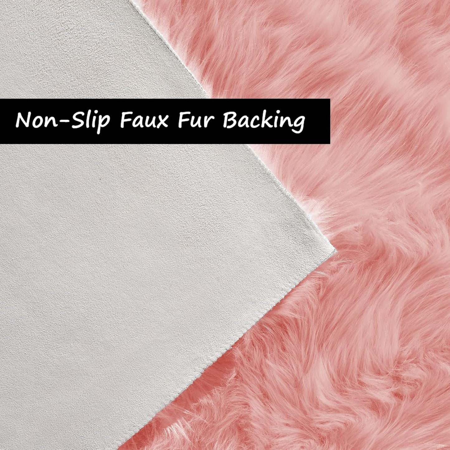 Goolela Pink Area Rugs 10x12 Fluffy Fuzzy Furry Rug for Girls Bedroom Living Room Faux Sheepskin Fur Shaggy Plush Rectangle