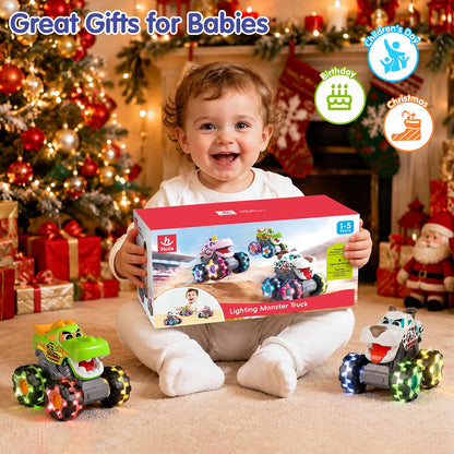 SunnyPal 3-Pack Light Up Monster Truck Toys for Toddlers