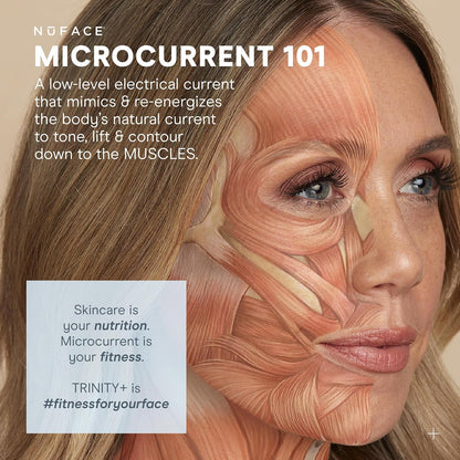 NUFACE Trinity+ Facial Massager - Face Firming & Toning Device for Lines & Wrinkles Treatment - FDA-Cleared Wrinkle Reducer + Lip & Eye Attachment + Aqua Gel Activator - 3 Frequency Microcurrent