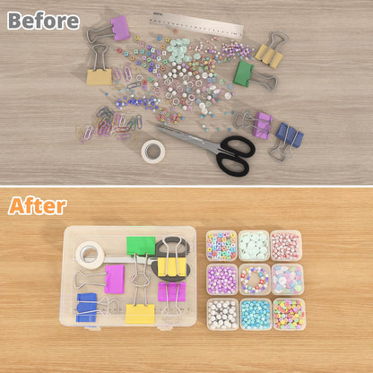 Mathtoxyz Bead Organizer Box, 30-Piece Clear Plastic Storage Containers with Hinged Lids, Stackable Mini Boxes for Beads, Jewelry, Crafts, Nails & Small Parts