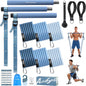 ALongSong Upgraded Pilates Bar Kit with 6 Resistance Bands, 20–180 lbs Adjustable Resistance, Stainless Steel Pilates Bar for Home Gym, Yoga, Strength Training & Full-Body Workouts, Muted Blue