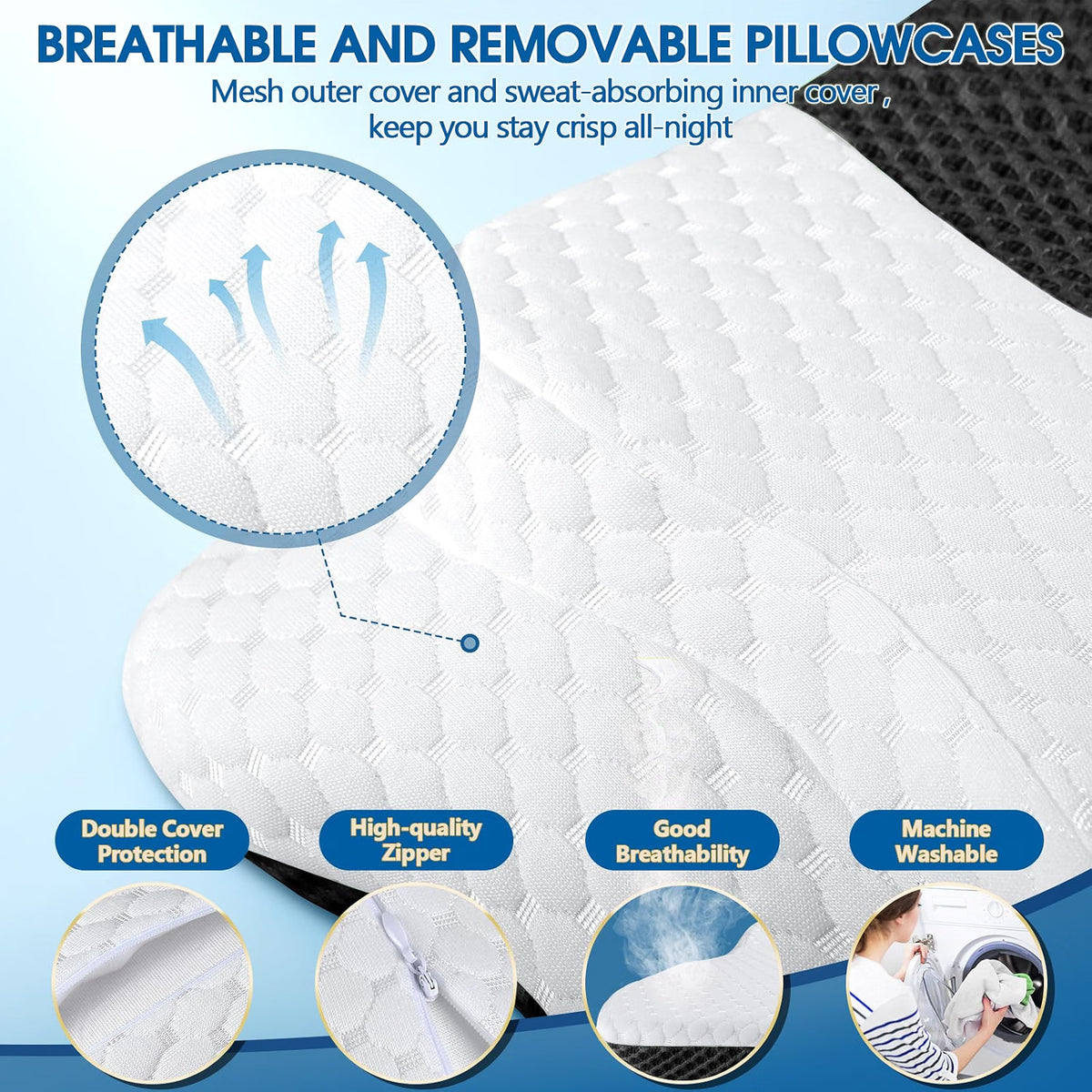 HyperionFlo Essentials Memory Foam Cervical Pillow, Adjustable Butterfly Neck Support Pillow, Queen Size, Dark Gray