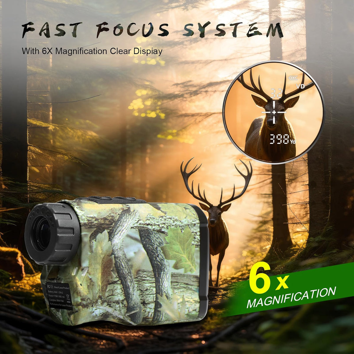 PEAKPULSE Hunting Range Finder 1400 Yards, 6X Laser Rangefinder with Angle, Horizontal & Vertical Measurement, IP54 Water Resistant, LC1200A-GR