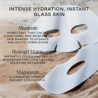 NuFACE IonPlex Hydra-Gel Power Mask - Hydrating Korean Face Mask, 2-Piece Cooling Skincare Sheets + Allantoin & Glycerin for Dewy, Glass Skin - Plumps & Smooths Fine Lines - Vegan K-Beauty, 5 Count