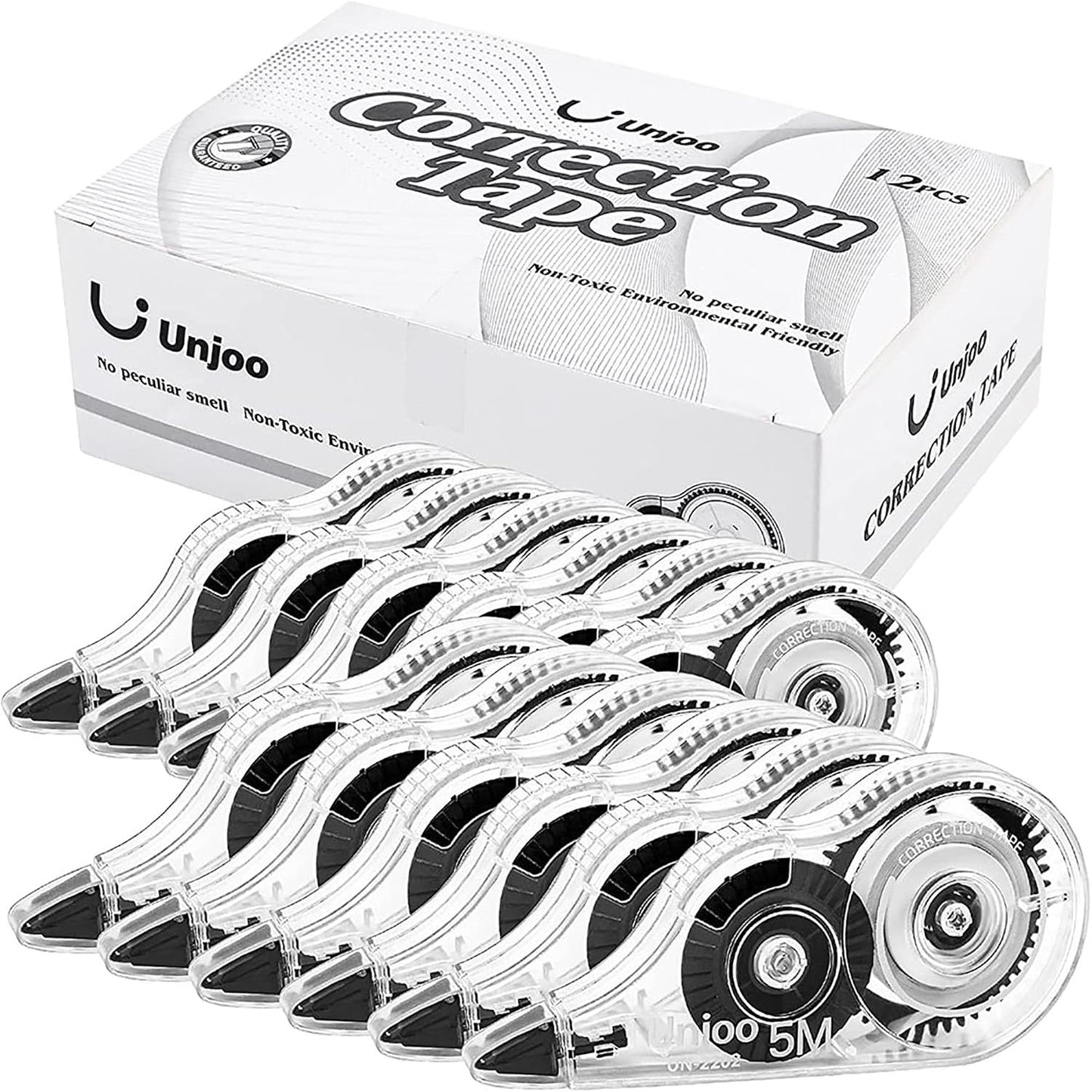Unjoo White Correction Tape 12-Pack for School & Office