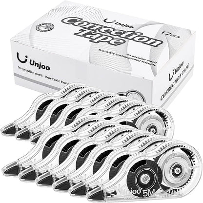 Unjoo White Correction Tape 12-Pack for School & Office