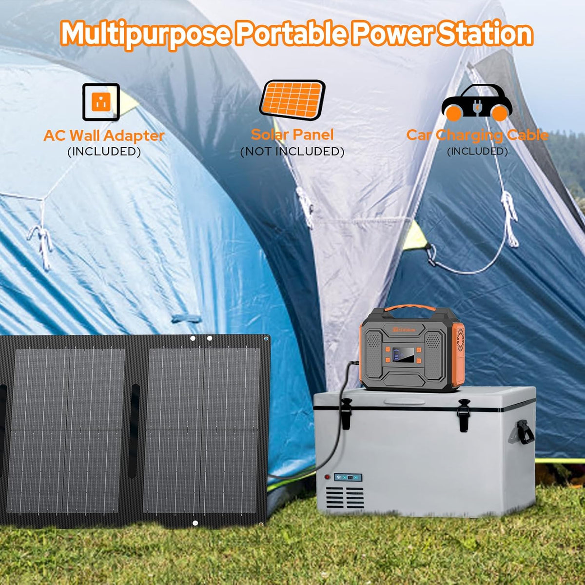 Portable Power Station 300W,110V Solar Generator 280Wh(without Solar Panel) 120V Portable Power Bank with AC Outlet Pure Sine Wave, DC, USB QC3.0, External Battery Power Pack for Camping RV Outdoor Use