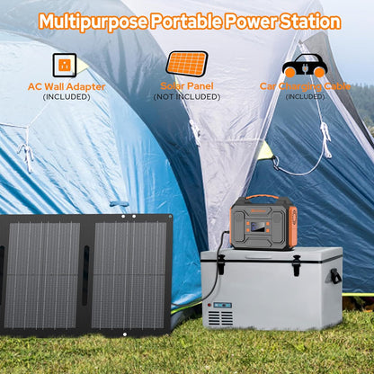 Portable Power Station 300W,110V Solar Generator 280Wh(without Solar Panel) 120V Portable Power Bank with AC Outlet Pure Sine Wave, DC, USB QC3.0, External Battery Power Pack for Camping RV Outdoor Use
