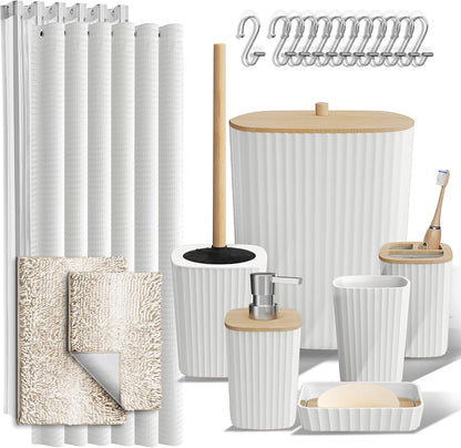 Clara Clark Black Bathroom Set, Shower Curtain Set, Bathroom Accessory Set