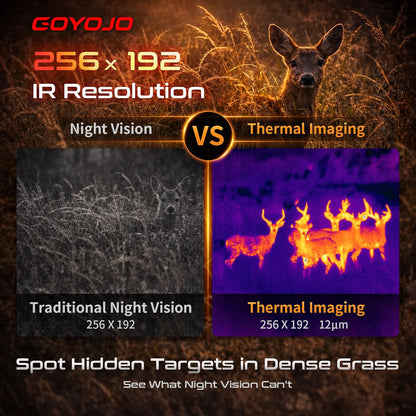 GOYOJO G215 Thermal Imaging Monocular, 256x192 50Hz Infrared Night Vision Scope with 15mm Lens, 4X Zoom, Wi-Fi App, 16GB Storage & OLED Display