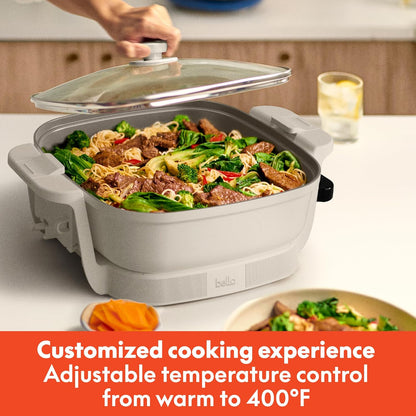 bella Fits-Anywhere SAUTE Make & Take Skillet, Non-Toxic, Ceramic, Oatmilk