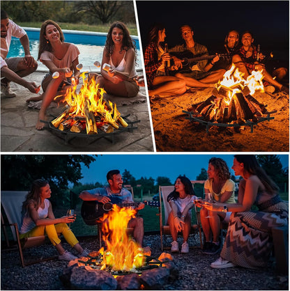 Firepit Grate Round 24 Inch Heavy Duty,Fireplace Log Grate Firewood Rack Metal Log Holder for Outdoor,Fire Pit Grate Campfire,Firewood Grates for Fireplace Rounds Indoor For Chimney Hearth