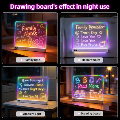 Cosmody Rechargeable LED Drawing Board for Kids Ages 3+, 16-Inch Light Up Neon Drawing Pad with 8 RGB Colors & 6 Modes, Tracing Book, Markers & Stand, White