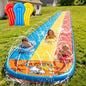 23FT Triple Water Slide with 3 Inflatable Bodyboards, Lawn Slip Splash Slide with Built-In Sprinkler, Outdoor Backyard Water Slide for Kids & Adults