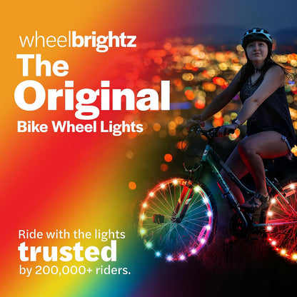 Brightz WheelBrightz LED Bike Wheel Lights, 2-Pack Color-Changing Bicycle Wheel Lights, Weather-Resistant LED Bike Spoke Lights for 20–29 Inch Wheels, 48+ Hour Illumination